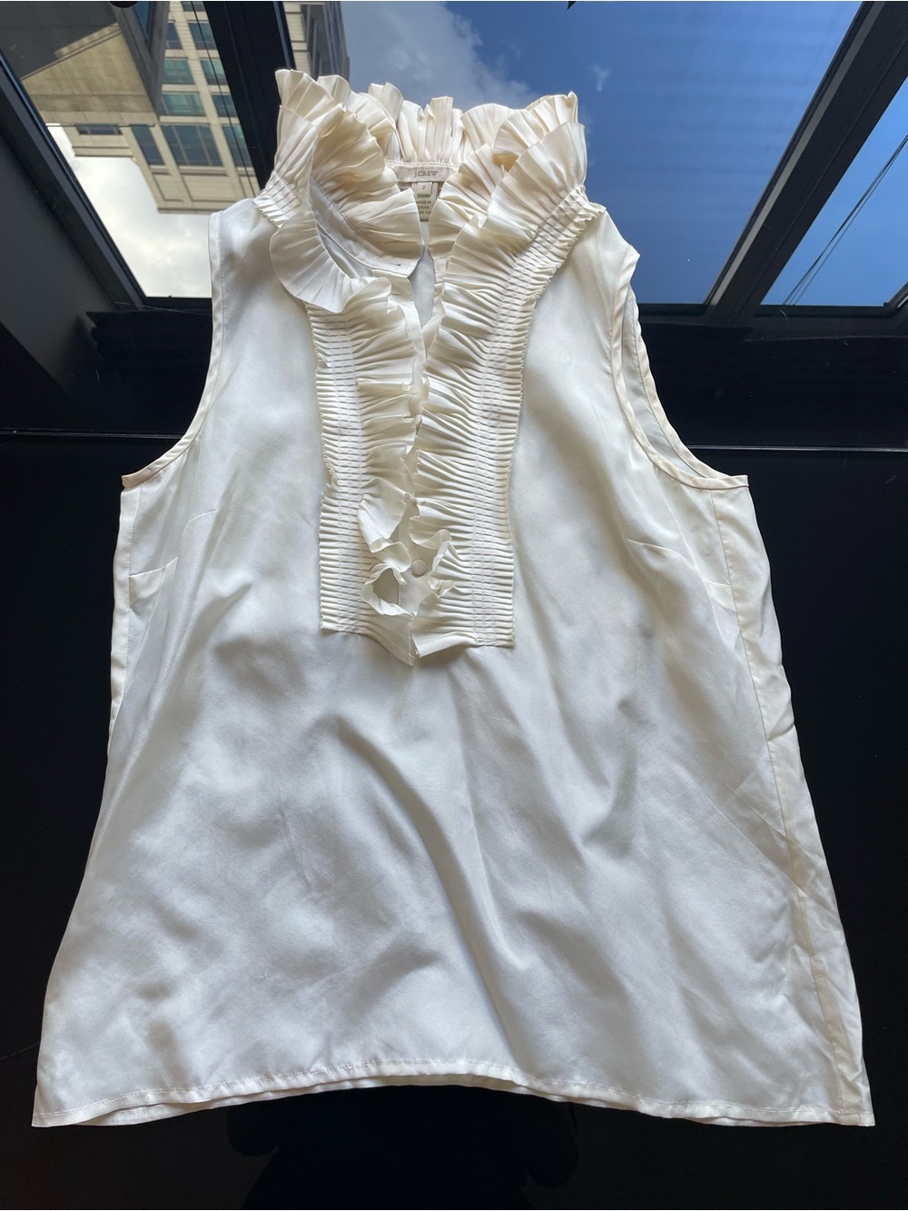 J. Crew Cream Ruffle-Front Sleeveless Camisole - Picture 1 of 3